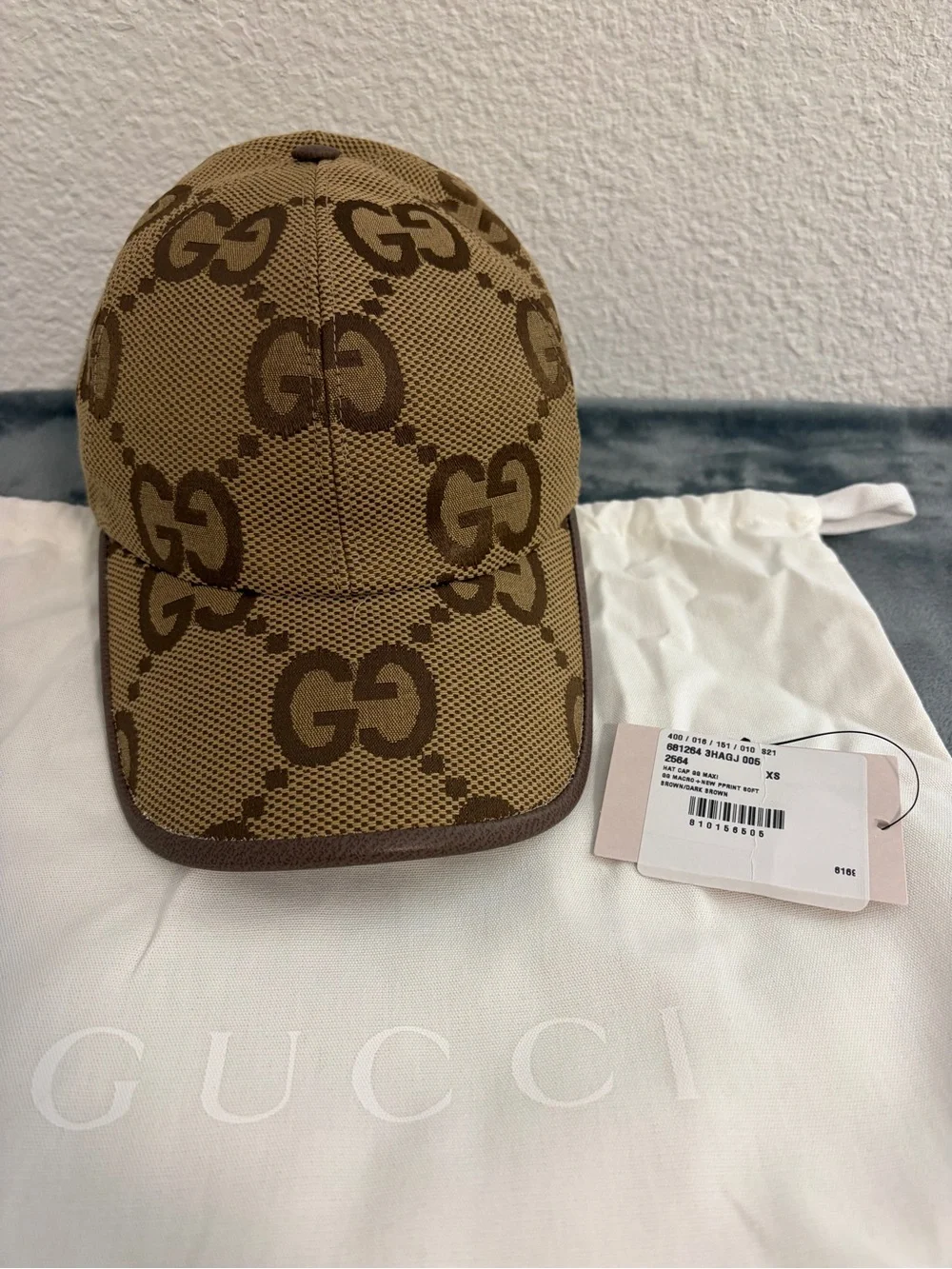 Brand New Gucci Jumbo GG Canvas Baseball Hat Brown Monogram Size XS (55cm)